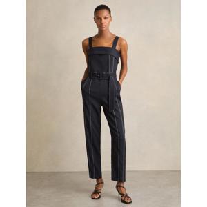 REISS FIANNA Contrast Stitch Structured Jumpsuit